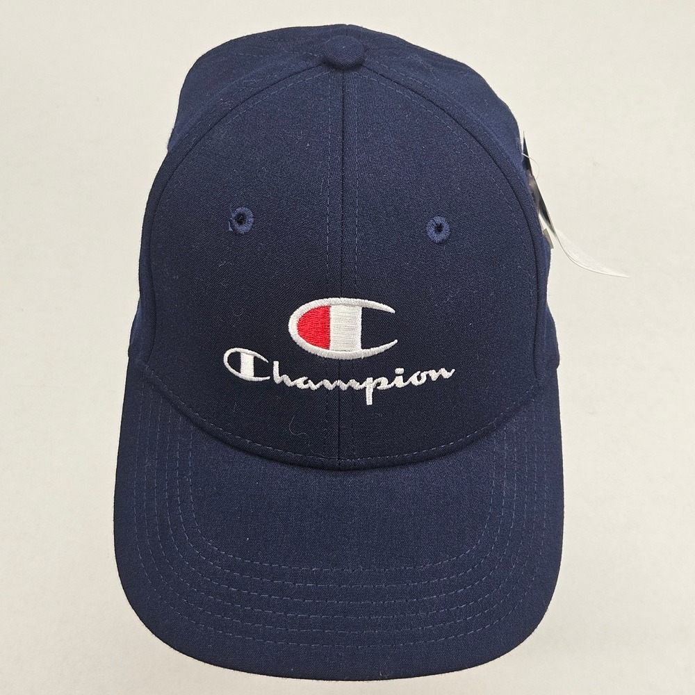 Champion Twill Baseball Cap Navy Blue Adjustable Snapback OS Unisex Activewear